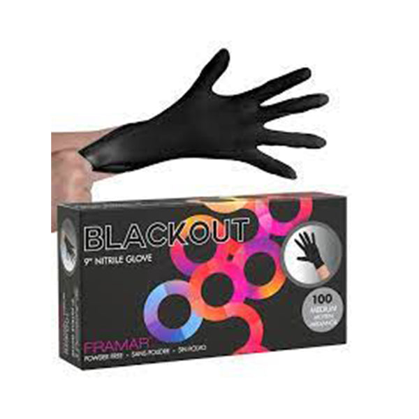 Framar Black Out Gloves Large Long Nitrile