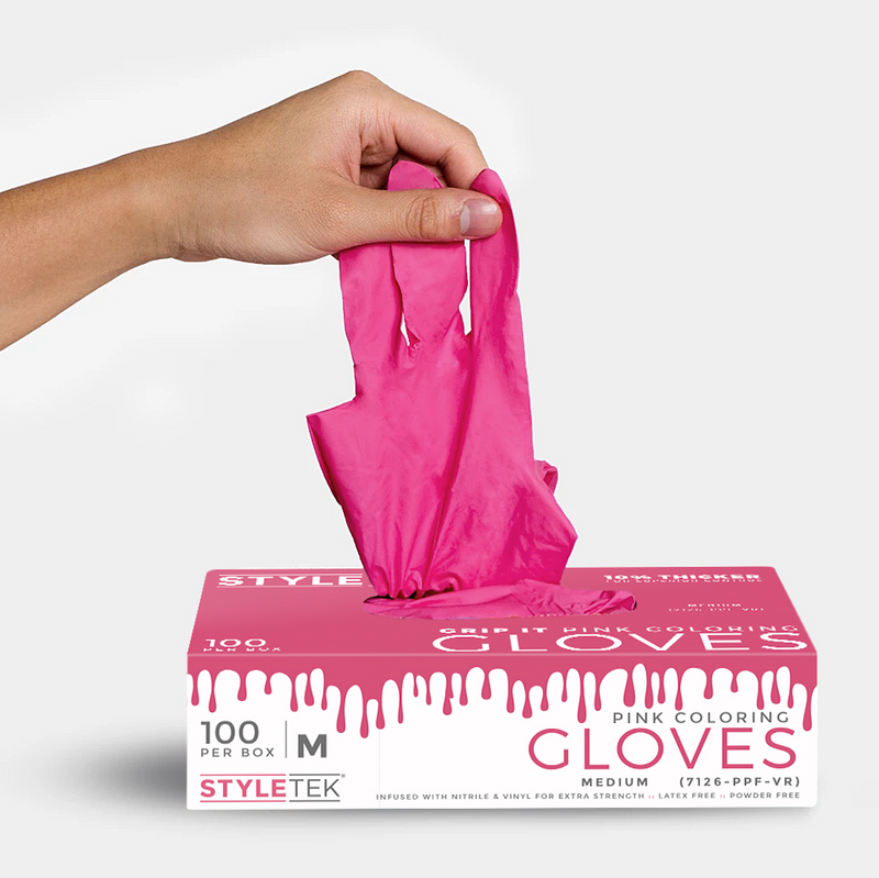 Styletek Powder/Latex Free Vinyl Pink Gloves